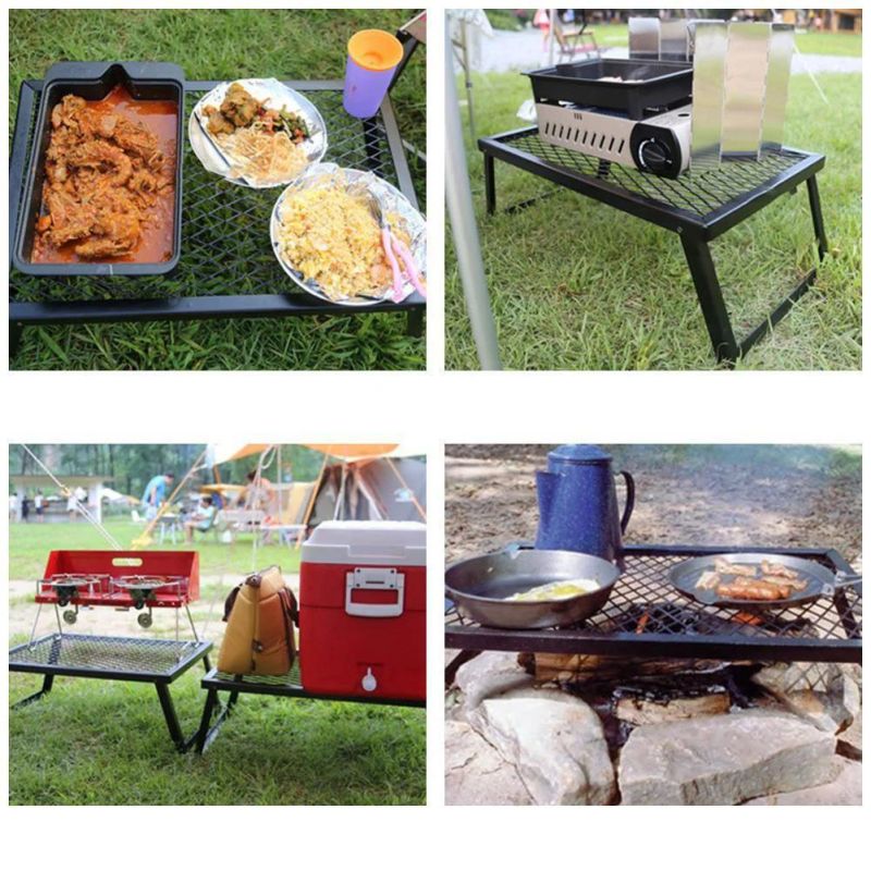 Outdoor Convenient Storage Barbecue Table Multi-Functional Folding Picnic Table Camping Storage Drain Net Rack