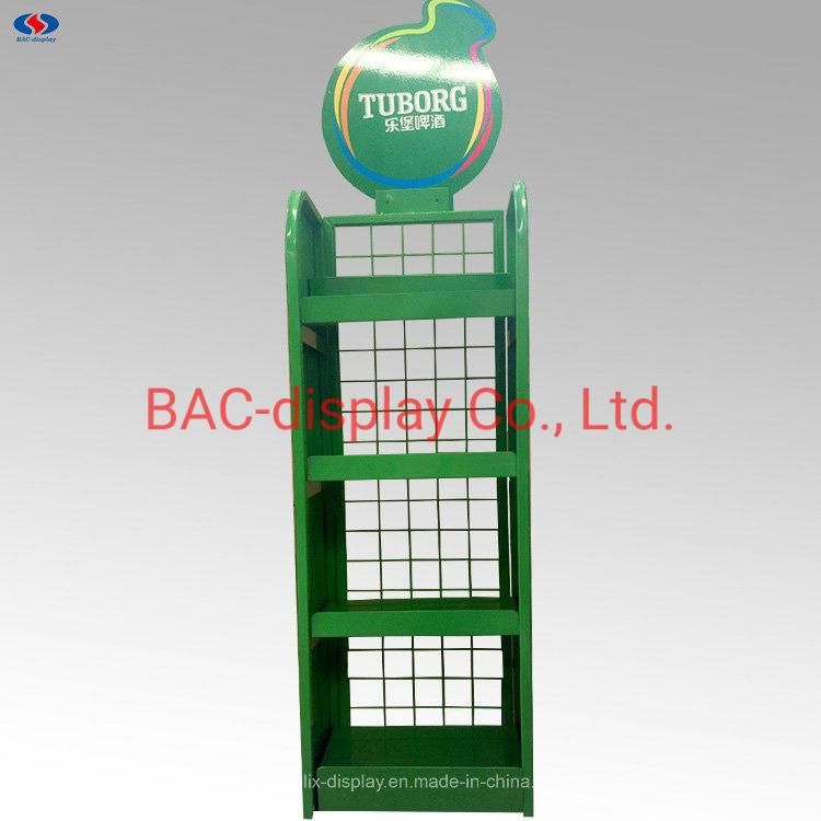 Metal Floor Advertising Display Rack OEM Making for Bottles Foods and Drinks