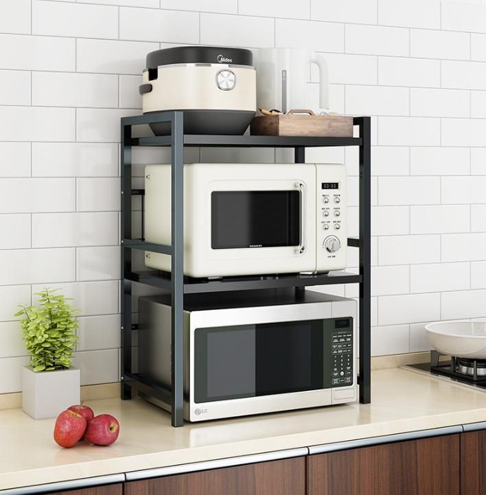 Retractable Kitchen Shelf Microwave Oven Shelf Oven Storage Household Double Countertop Desktop Multifunctional Cabinet