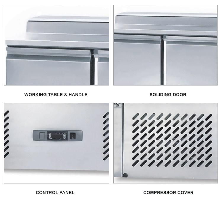 1500mm Commercial Workbench Double Door Stainless Steel Refrigerator Freezers Work Table with Three Shelves