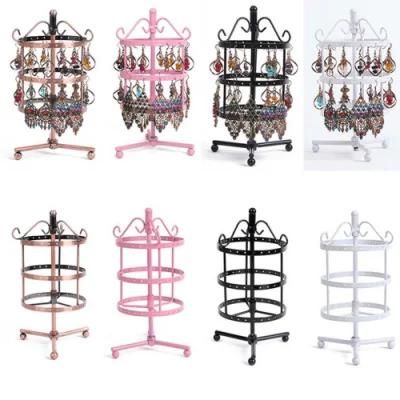 High Quality Rotating Metal 3layer 72holes Jewelry Display Stand