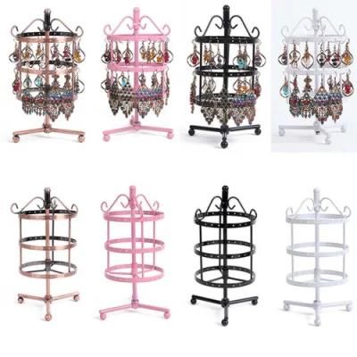 High Quality Rotating Metal 3layer 72holes Jewelry Display Stand