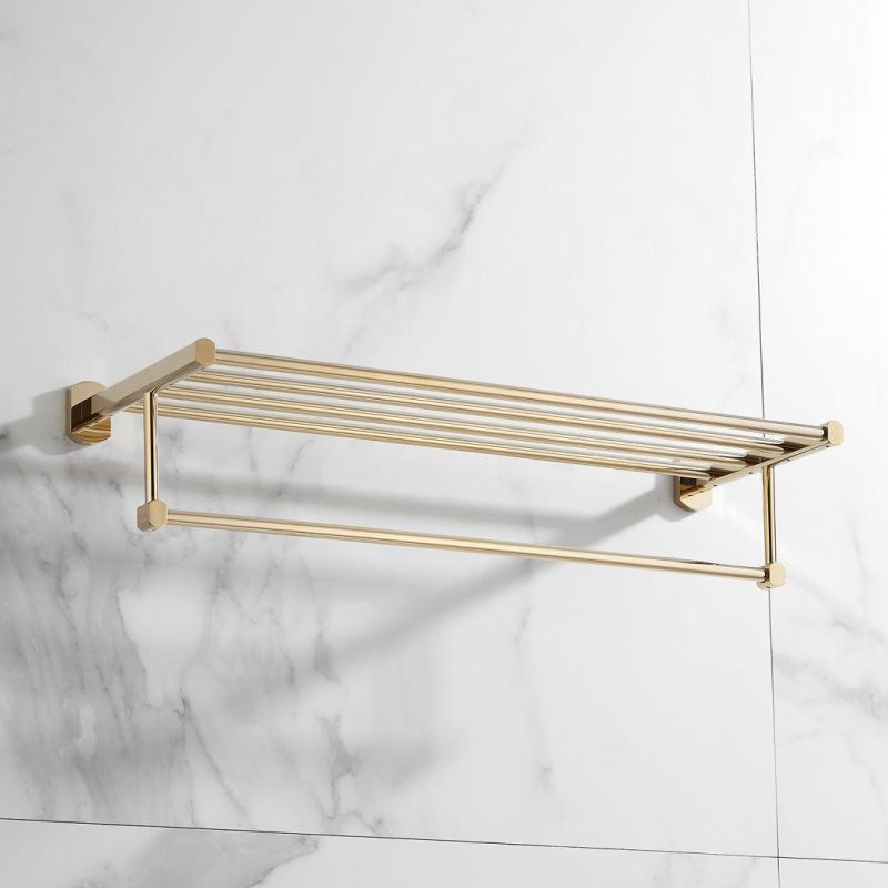 Brass with Golden Color of Towel Shelf Bathroom Accessoreis