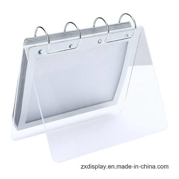 Clear Desk Acrylic Calendar Display Stand with PVC Holder