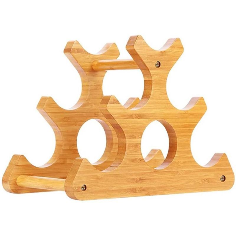 Bamboo Freestanding Red Wine Rack Shelf Custom Shape Wooden Wine Display Rack