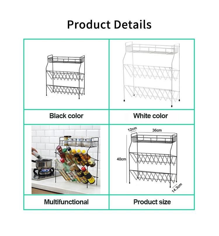 Popular 3 Tier Free Standing Metal Kitchen Storage Rack