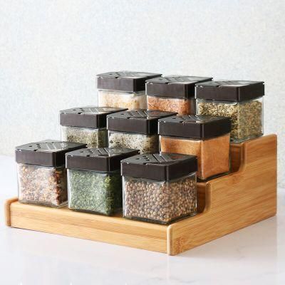 Bamboo Storage Shelf Expandable Three Tier 9 Jar Spice Rack