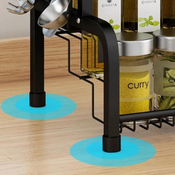 Kitchen Storage Holder Metal Spice Rack with Hooks 3 Tier