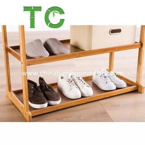 Bamboo Clothing Rack 3 Tier Storage Shelves Clothes Hanging Rack Bamboo Garment Rack Wooden Clothes Hanger Rack