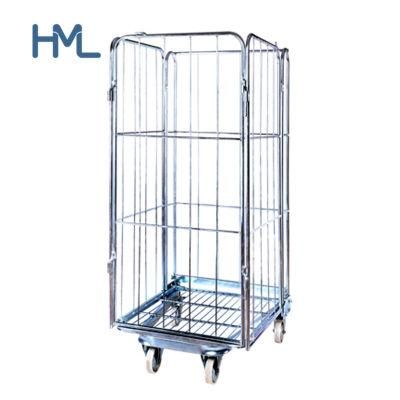 Logistic Nesting Stackable Foldable Zinc Metal Laundry Mesh Roll Container
