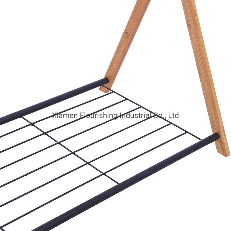 4-Tier Multifunctional Household Room Bamboo Standing Ladder Storage Shelf Towel Rack