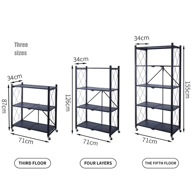 Folding Storage Rack Shelf Metal Shelves Kitchenware Storage Shelves Convenient Tidy Rack