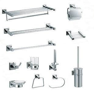 SS304 Toilet Bathroom Accessories with Towel Bar/Brushed Holder/Soap Dish/Robe Hook